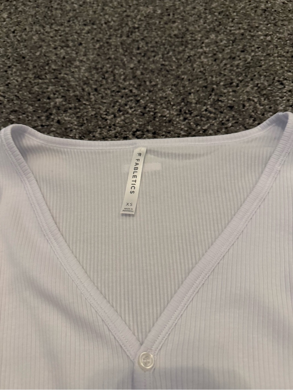 Fabletics white Ribbed V-Neck Button-Front Crop Top - Picture 2 of 2